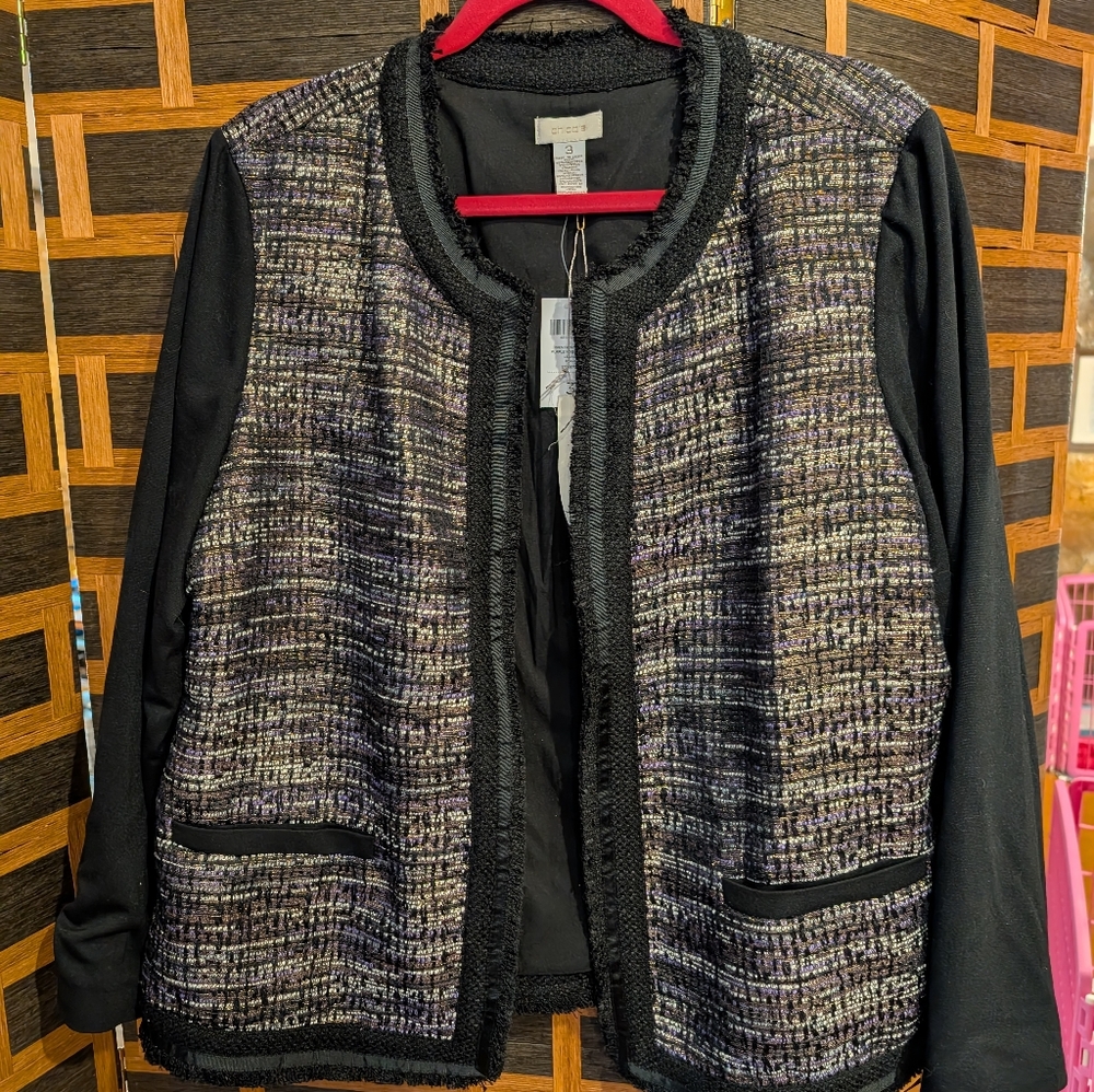 Chico's open front jacket size 3 NWT